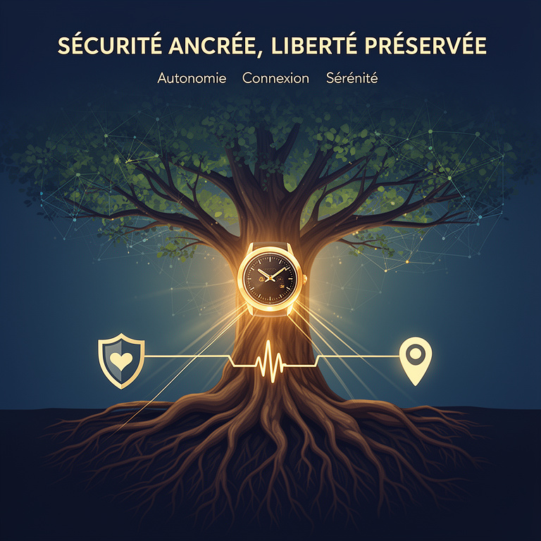 Infographie : montre alarme senior sans abonnement